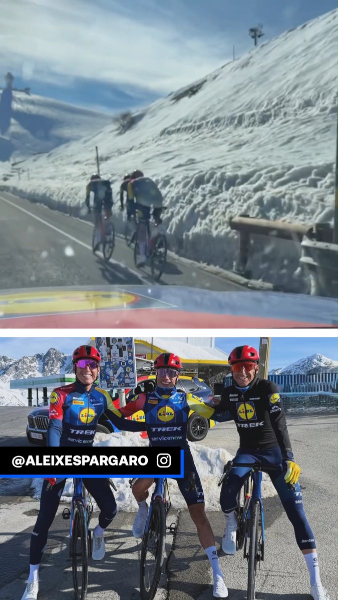 💪🐔 Juan Ayuso se machaca con dos escuderos 𝐝𝐞 𝐫𝐞𝐧𝐨𝐦𝐛𝐫𝐞 👉 El 'gallo' se entrena en altitud, en Andorra, acompañado de Carlos Verona y Aleix Espargaró