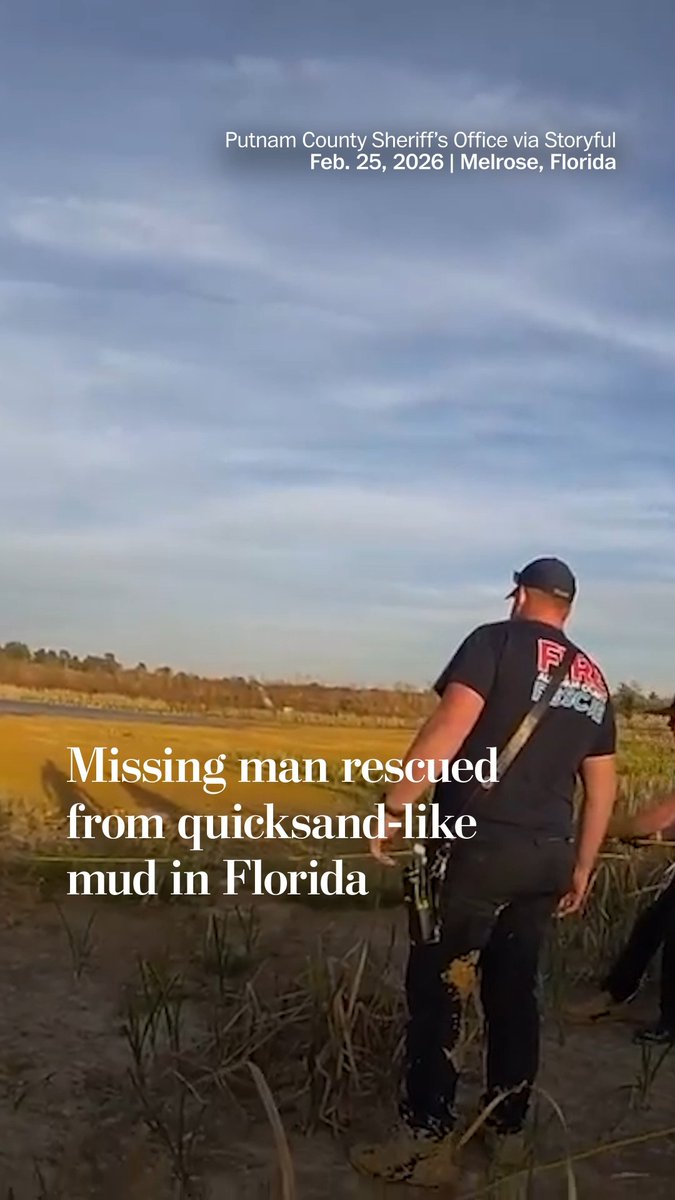 Andrew Giddens, 36, was rescued from mud that was similar to quicksand in Melrose, Florida. He was transported to a trauma center “in critical condition,” police said.