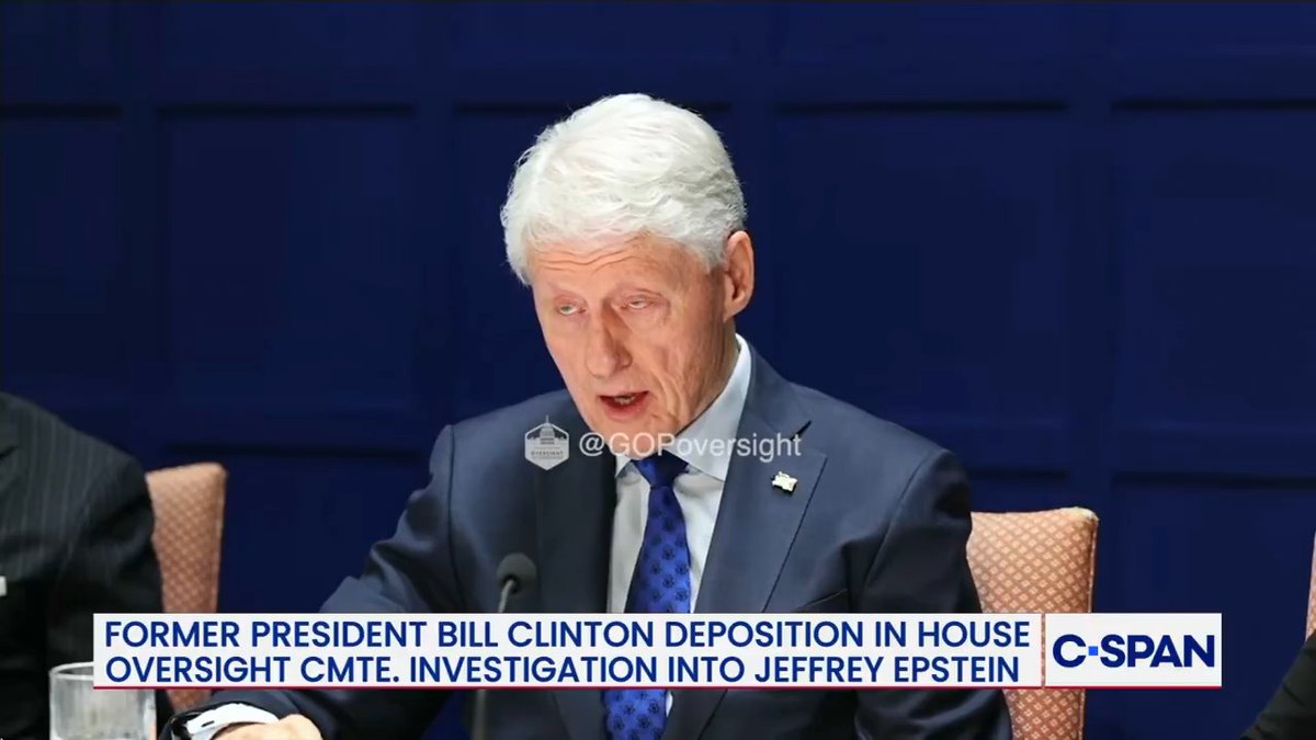 Q: "When did you first learn of Jeffrey Epstein's crimes?" Fmr. President Bill Clinton: "In 2008, when he was prosecuted. I didn't—There's nothing that I saw when I was around him that made me realize he was trafficking women."