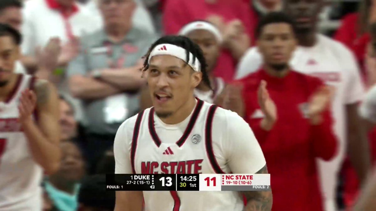 NC State holding its own vs. the No. 1 team 😤 Darrion Williams has 3 threes against Duke early on ESPN and the ESPN App 👀