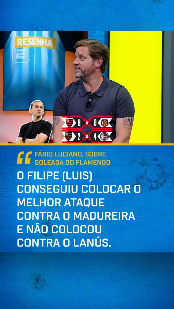 Após a goleada do Flamengo contra o Madureira, Fábio Luciano foi DIRETO ao fala sobre a escalação do rubro-negro no vice da Recopa Sul-Americana contra o Lanús! Concorda com ele, fã de esporte? #FutebolNaESPN #Futebol #Flamengo