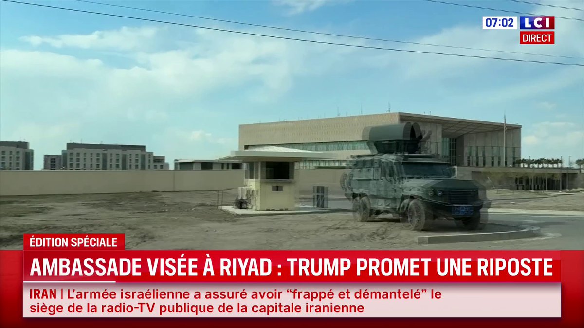 🔴 Moyen-Orient : l’ambassade américaine à Riyad visée par deux drones, Washington annonce des frappes contre des sites des Gardiens de la Révolution ▶️ Suivez en direct les dernières informations sur LCI