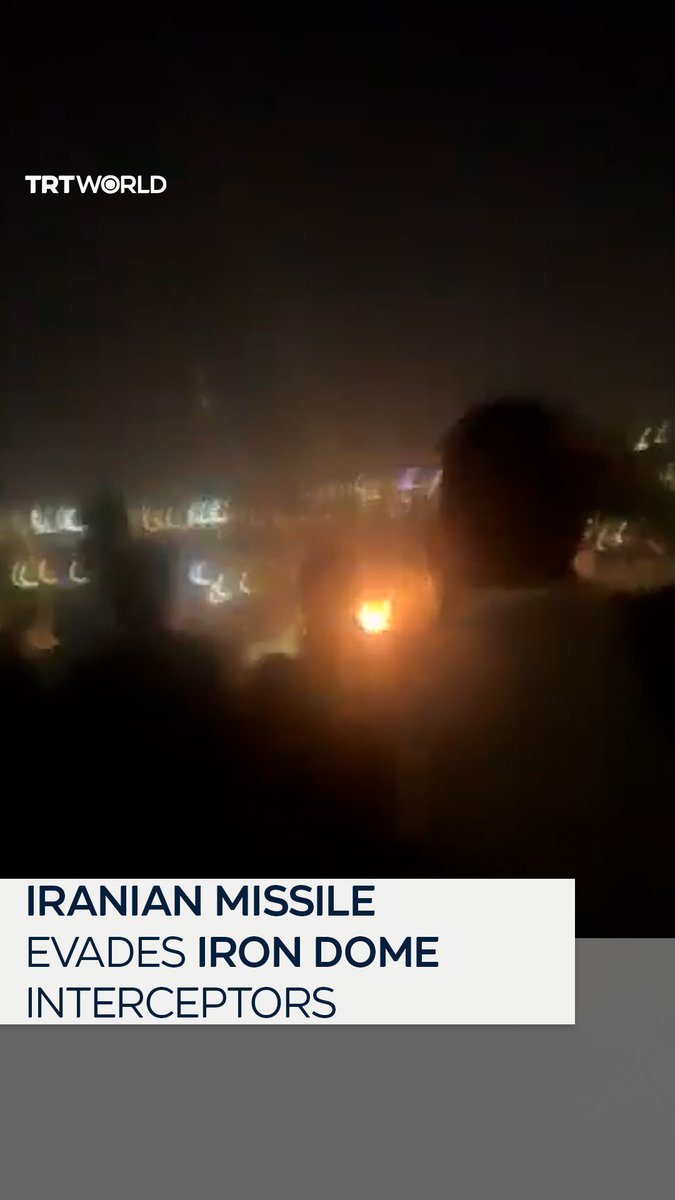An Iranian missile dodges multiple Iron Dome interceptor missiles before striking its target in Jerusalem