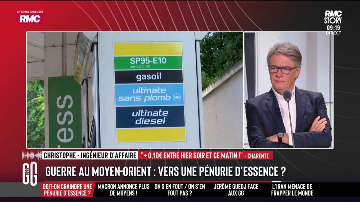 ⛽️ Des Français commencent à se ruer vers les stations-essence : vers une pénurie de carburant ? 📞 Christophe, ingénieur, au 3216 : "J'ai fait le plein hier soir, 1,70€ le gasoil. Ce matin à 6h, je repasse devant la même station, 1,80€. À qui profite le crime ?" #GGRMC