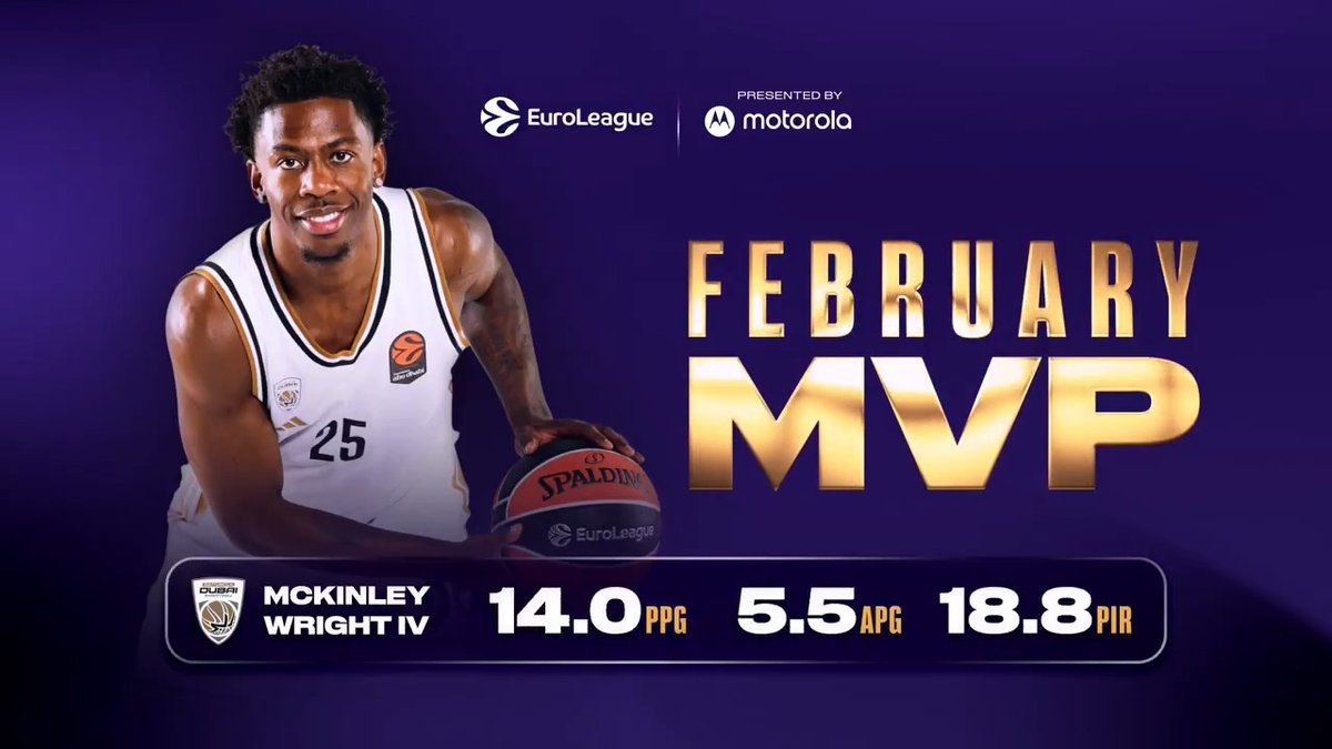 A flawless 4-0 month for his team, McKinley Wright was the go to guy on the floor for Dubai Basketball in the month of February 🤝 MVP of the Month I motorola