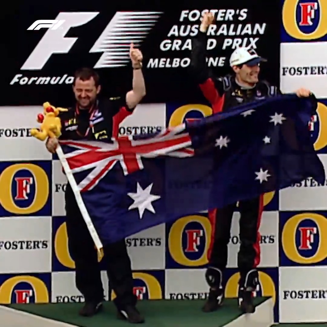 Fifth place doesn't get you a spot on the podium. Usually. But when it's Mark Webber scoring points on his debut, at his home race, for Minardi? That gets a podium. 🥹 #F1 #AusGP