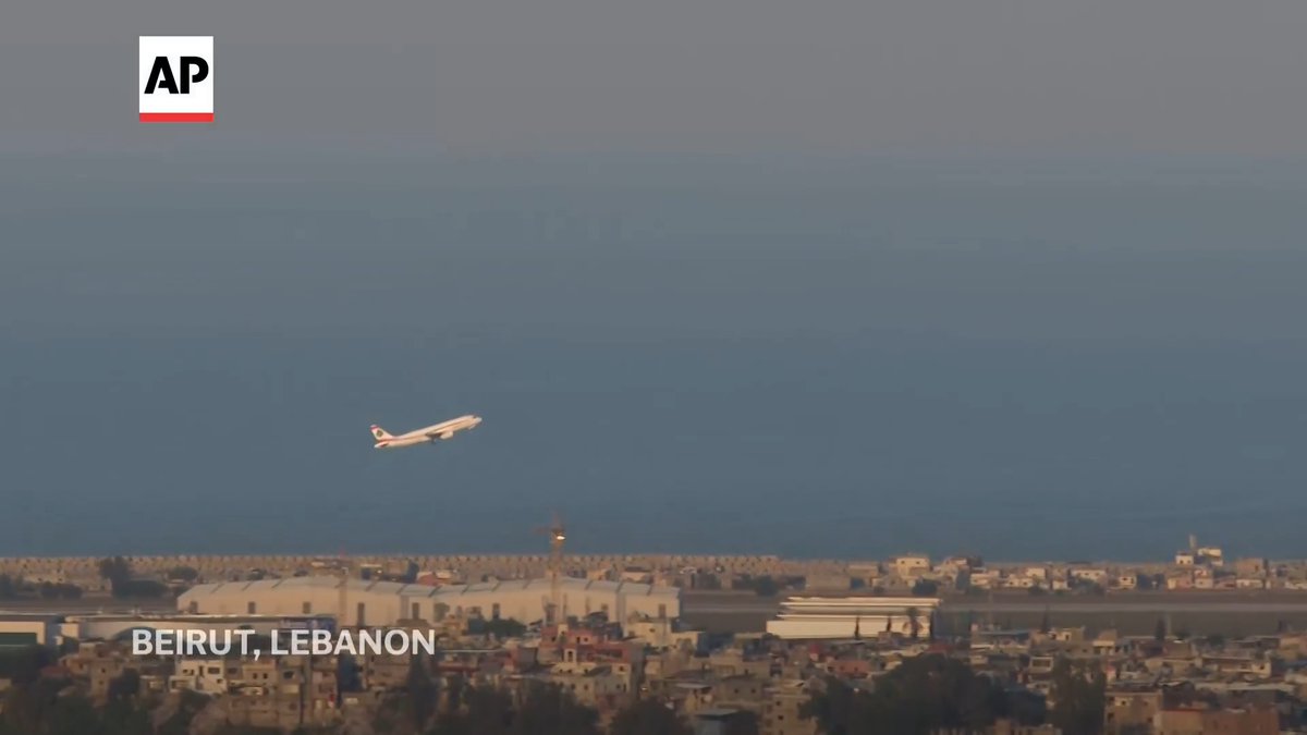 A commercial airplane was seen taking off in Beirut as Israeli airstrikes hit the Lebanese capital.