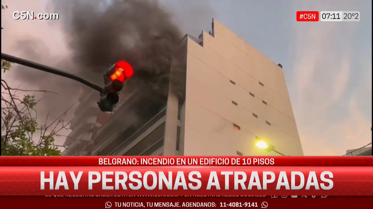 🚨Incendio en un edificio de 10 pisos en Belgrano: hay personas atrapadas 📲 #C5N en vivo: