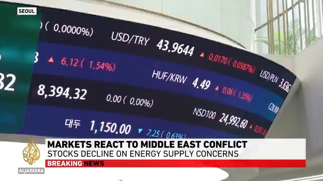 Stock markets in Europe are falling for a second day, following declines in Asia amid instability over the Israel-Iran conflict. Al Jazeera reports from Seoul and Beijing.