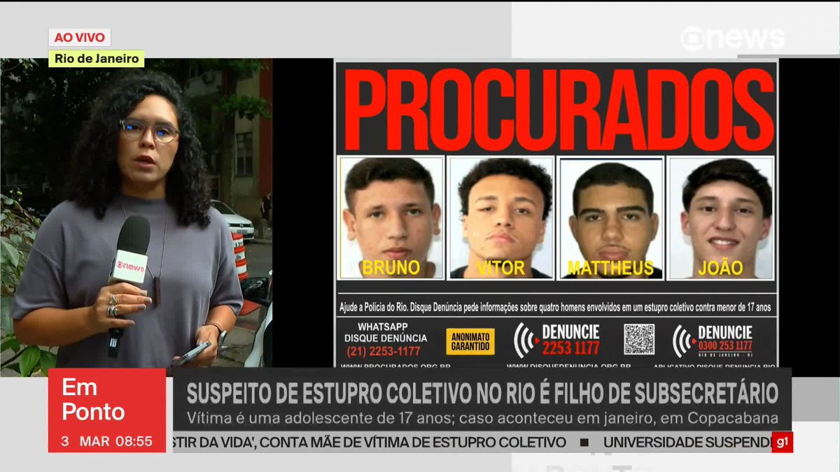 Justiça nega habeas corpus a três foragidos por estupro coletivo contra uma adolescente de 17 anos. O suspeito Vitor Hugo Oliveira Simonin é filho do subsecretário de Governança do estado do Rio de Janeiro. #GloboNewsEmPonto ➡ Assista à #GloboNews: