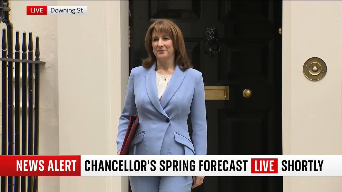 Chancellor Rachel Reeves has left 11 Downing Street for the House of Commons as she prepares to deliver her spring forecast. 📺 Sky 501, Virgin 602, Freeview 233 and YouTube