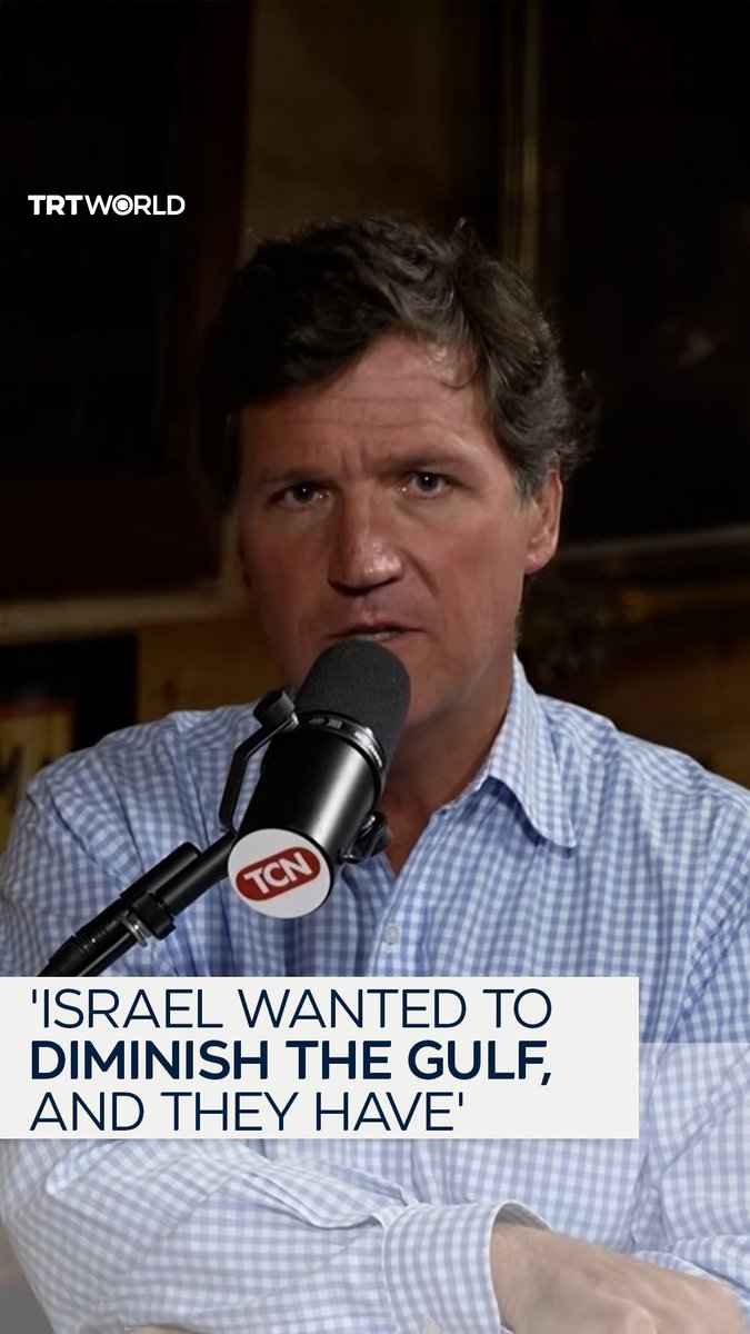 "Israel wants to hurt Iran, and Qatar, and UAE, and Saudi, and Bahrain, and Oman and Kuwait. And they've succeeded." Tucker Carlson claimed that Israel deliberately sought to “diminish the Gulf” and create instability, and claimed that authorities in Qatar and Saudi Arabia had arrested Mossad agents allegedly planning bombings