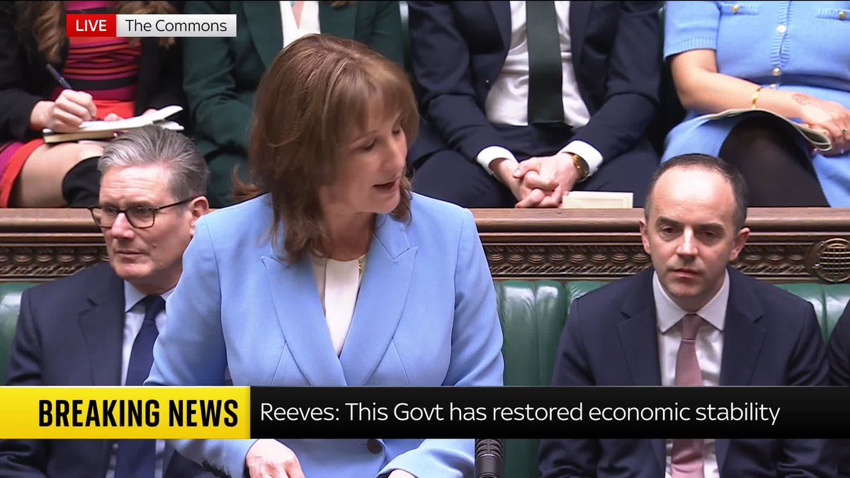 Chancellor Rachel Reeves says unemployment is forecast to peak later this year and then fall every year until 2029. She says it will reach 4.1% by the end of the forecast period - "lower than it was at the start of the parliament." 📺 Sky 501