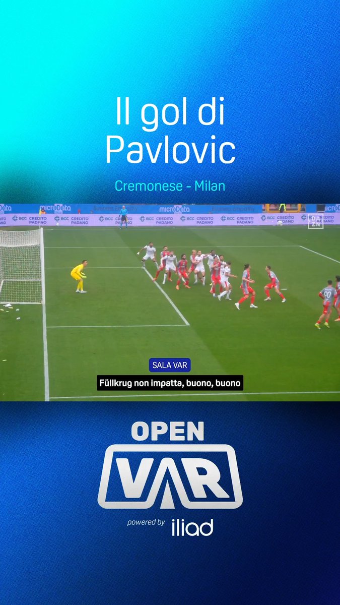 Il gol di Pavlovic in #CremoneseMilan visto al microscopio🔬 Doppio controllo, 𝒛𝒆𝒓𝒐 𝒅𝒖𝒃𝒃𝒊 ⚽️✅ L’audio del VAR e l’analisi dell’episodio ad #OpenVAR powered by iliad, disponibile su #DAZN 📲