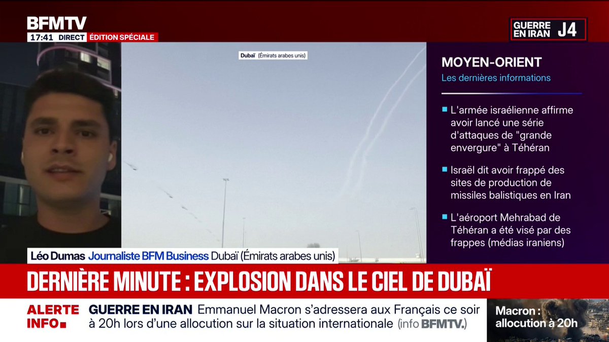 Guerre en Iran: de fortes explosions entendues à Dubaï