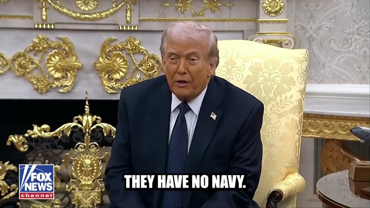 TRUMP ON IRAN: "They have no navy. It's been knocked out. They have no air force. It's been knocked out." "They have no air detection. That's been knocked out. Their radar has been knocked out." "Just about everything has been knocked out... They're going to they're going to be in for a lot of hurt."