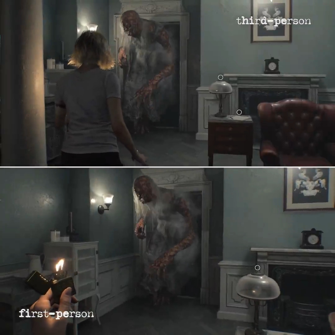 Playing in 3rd person: Haha, hell yeah! I'm a badass!! Playing in 1st person: Well this is terrifying. What the hell. #ResidentEvilRequiem