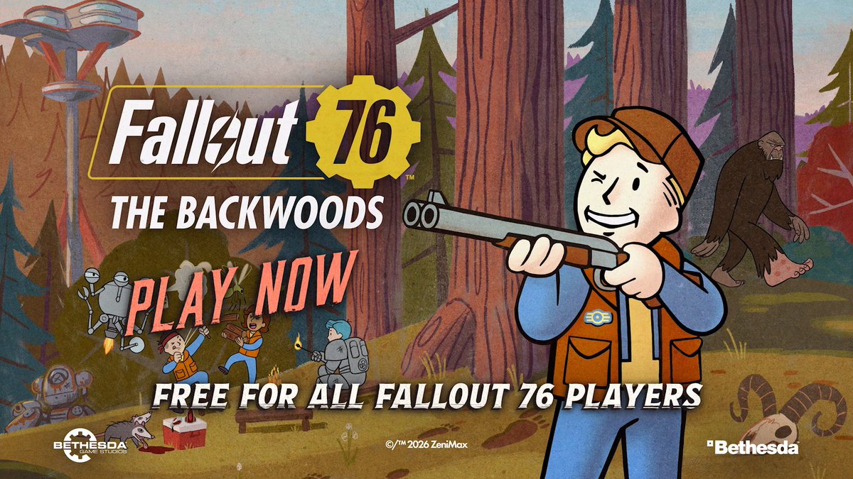 Bigfoot has arrived in Appalachia and you better be ready or else you might catch a tree trunk to the head! The Backwoods update for #Fallout76 is available right now!