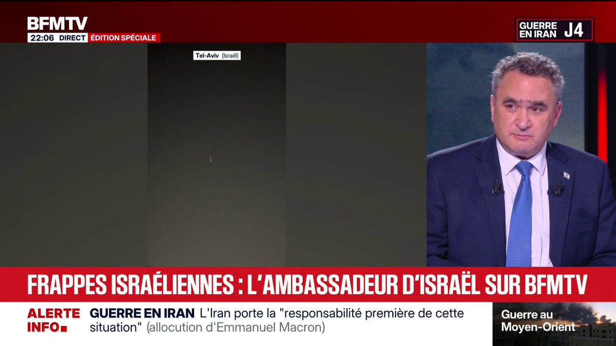 "Je suis tendu": Joshua Zarka, ambassadeur d'Israël en France, exprime son inquiétude pour sa famille qui est en Israël alors que les frappes se poursuivent dans le pays