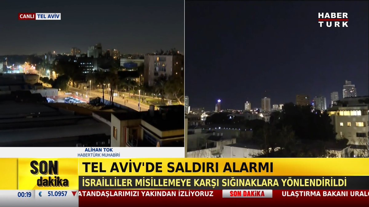 #SONDAKİKA - Tel Aviv'de saldırı alarmı. İsrailliler misillemeye karşı sığınaklara yönlendirildi.