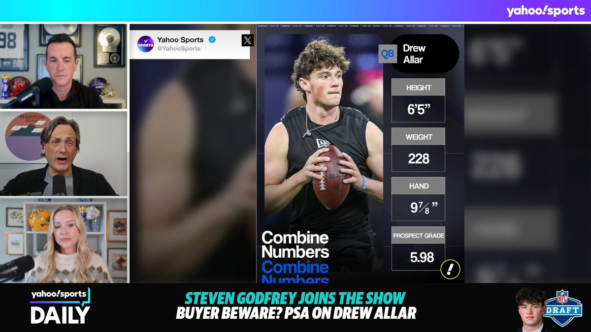 "Drew Allar got a lot of people fired at Penn State." 😳 Steven Godfrey joins Yahoo Sports Daily and gives his take on Drew Allar ahead of the NFL draft.