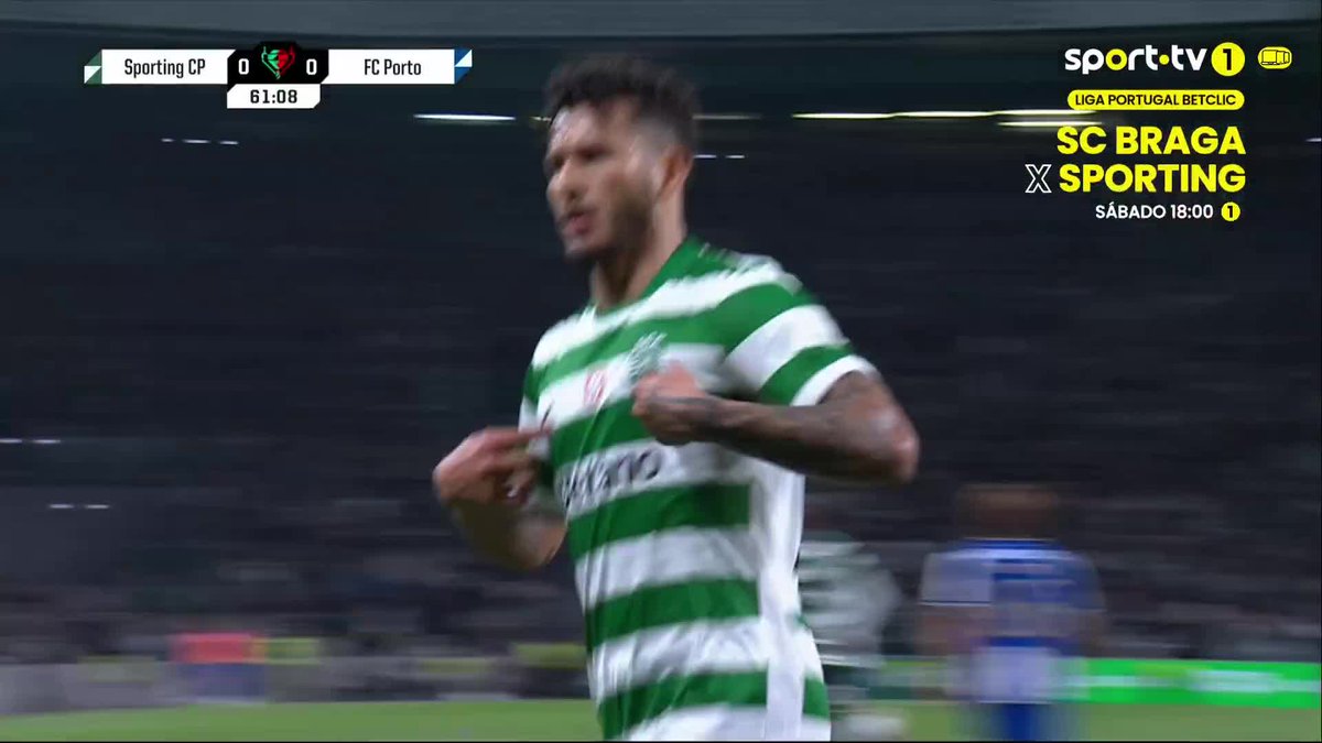 🇨🇴 GOOOL de Luis Javier Suárez. El colombiano marcó el 1-0 de #SportingCP ante #FCPorto, en la ida de la semifinal de la Copa de Portugal, al 62’ 👀 Es la tercera anotación del delantero en los 5 partidos del campeonato