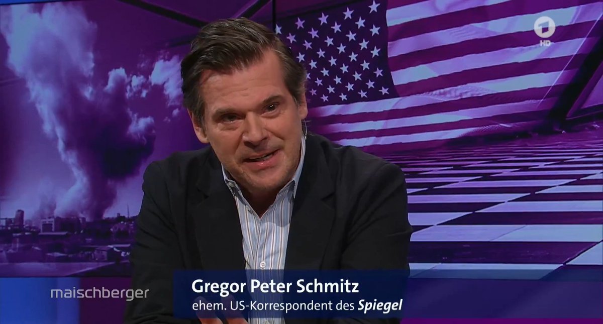 „Es ist wirklich nicht das erste Mal in der US-Geschichte, dass ein US-Präsident über Kriegsgründe lügt“, sagt Gregor Peter Schmitz (@Sternde). Der Unterschied bei #Trump sei aber, dass er der Präsident sei, „der wahrscheinlich am amoralischsten diese Außenpolitik betreibt“. #maischberger