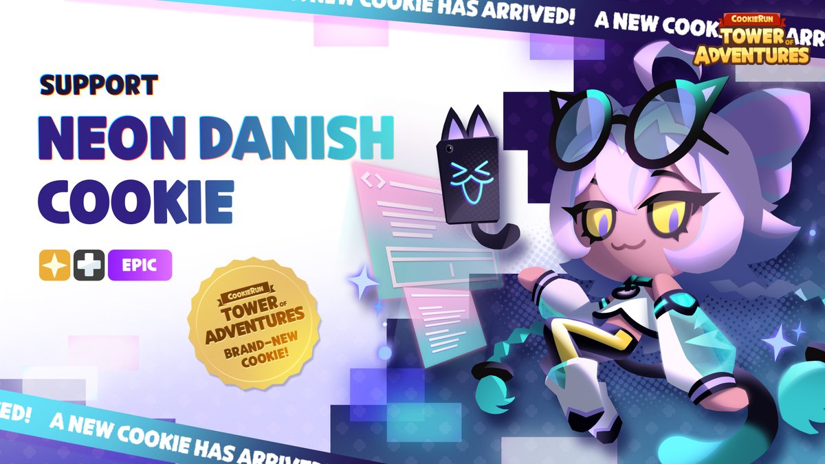 "Hmm... How hard should I make my next game?" Neon Danish Cookie is here to develop more fun games inside Pancake Tower! 🎮 Meet her now, in CookieRun: Tower of Adventures! #CookieRun #TowerOfAdventures #Update