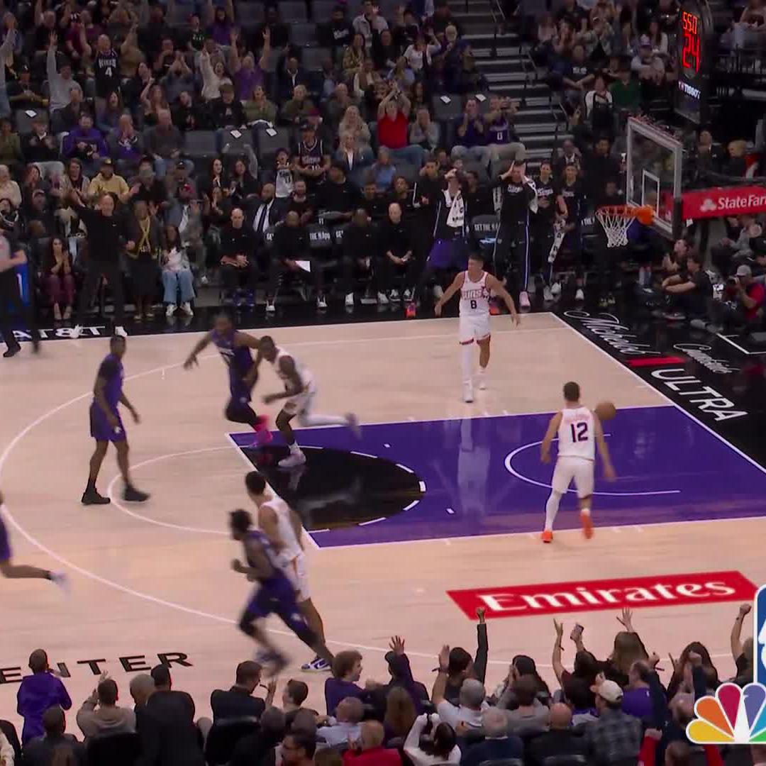 Malik Monk beats the shot clock buzzer with this WILD shot off one foot. 📺 NBC (PT/Select MT) and Peacock