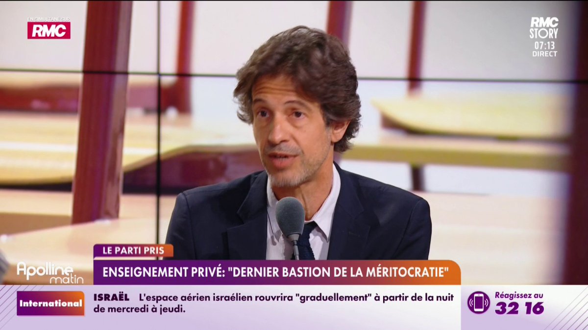 🏫 École privée ou publique ? 🗣️ Harold Cobert, professeur de lettres : "Cet échec est lié à l’abaissement de l’exigence des programmes, à cause d'une idéologie qui veut que la rigueur soit considérée comme fasciste." #ApollineMatin