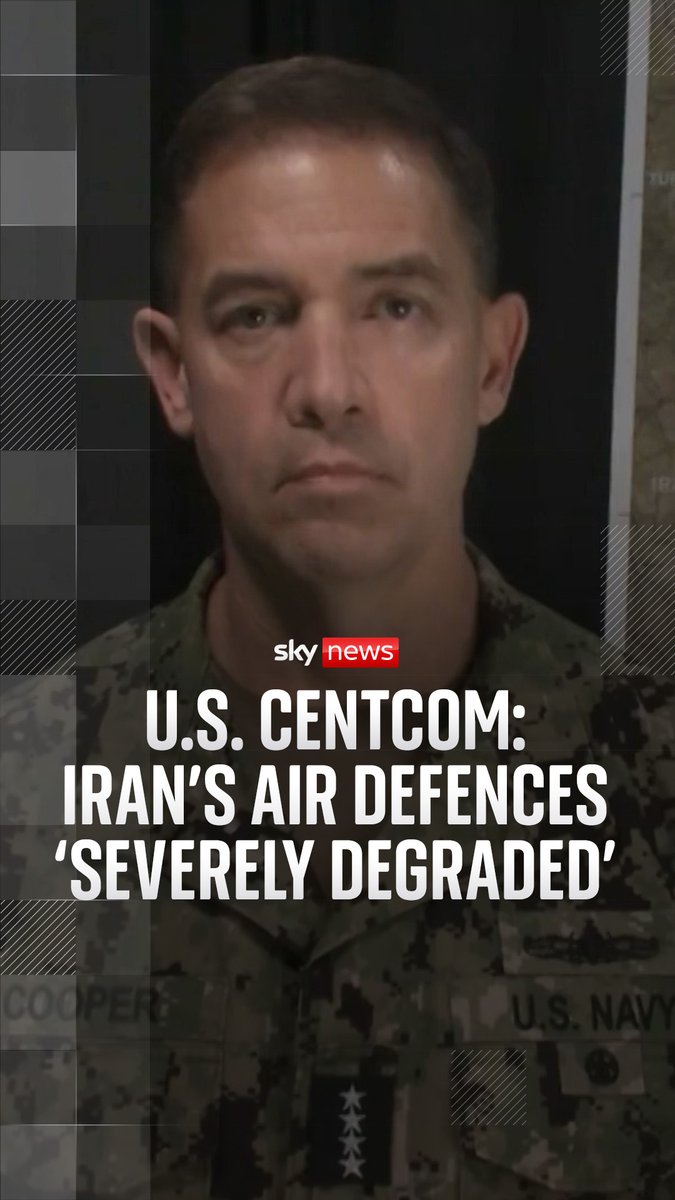 The U.S. has "severely degraded" Iran's air defences and destroyed "hundreds of Iran's ballistic missiles, launchers and drones", according to the U.S. Central Command. Almost 2,000 targets have been hit with more than 2,000 munitions, which have "severely degraded" Iran's air defences and hundreds of its ballistic missiles, launchers and drones, Admiral Brad Cooper said. 🔗