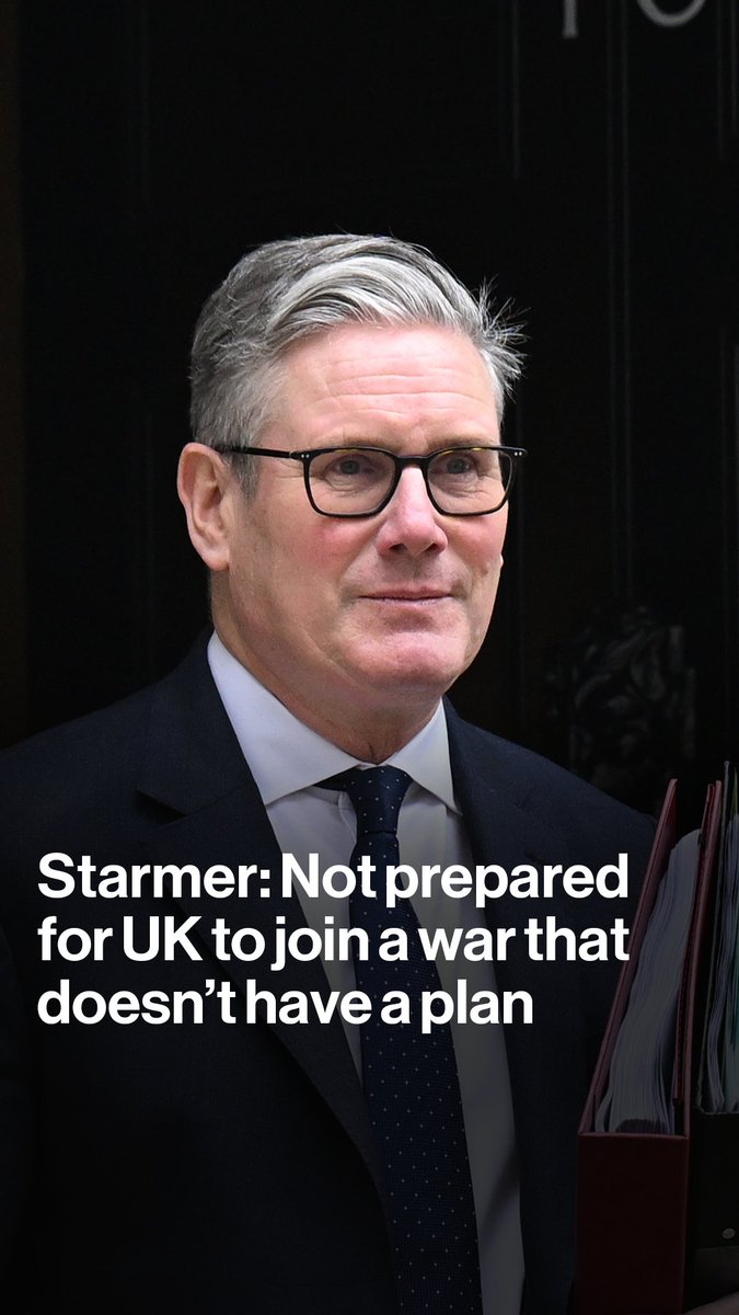 "We need to act with clarity, purpose and with a cool head." Prime Minister Keir Starmer tells MPs he is not prepared for the UK to join a war without a "viable thought-through plan"