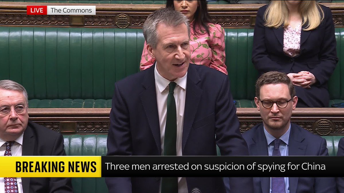 BREAKING: British officials have "formally démarched" Chinese counterparts in London and Beijing to raise concerns after the Met arrested three men on suspicion of spying for China. Security minister Dan Jarvis confirmed the arrests in the Commons.