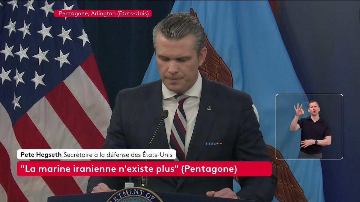 🔴 🗣 Guerre au Moyen-Orient : "La nuit dernière, un sous-marin américain a détruit un navire iranien dans l'océan Indien. C'est une première depuis la Seconde Guerre mondiale", selon le secrétaire à la Défense Pete Hegseth. #canal16