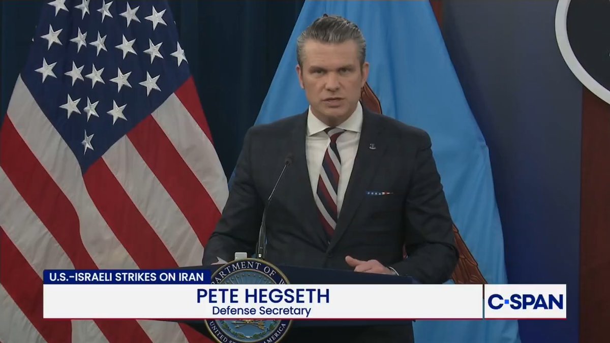 Secretary Pete Hegseth on Operation Epic Fury: "America is winning decisively, devastatingly and without mercy...This is not a Mission Accomplished situation. This is simply a reality check...The terms of this war will be set by us at every step."