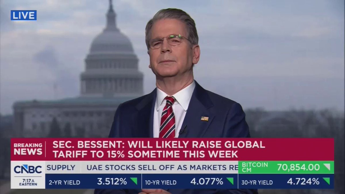 CNBC: But naming Anthropic a supply chain threat means that no one who is a contractor to the US government can work with them either BESSENT: This is very bad behavior on their part