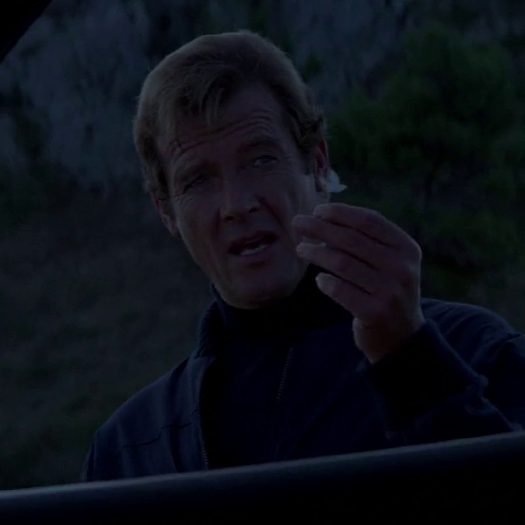 “He had no head for heights.” Bond (Roger Moore) pushes Emile Leopold Locque (Michael Gothard) over the edge in FOR YOUR EYES ONLY.