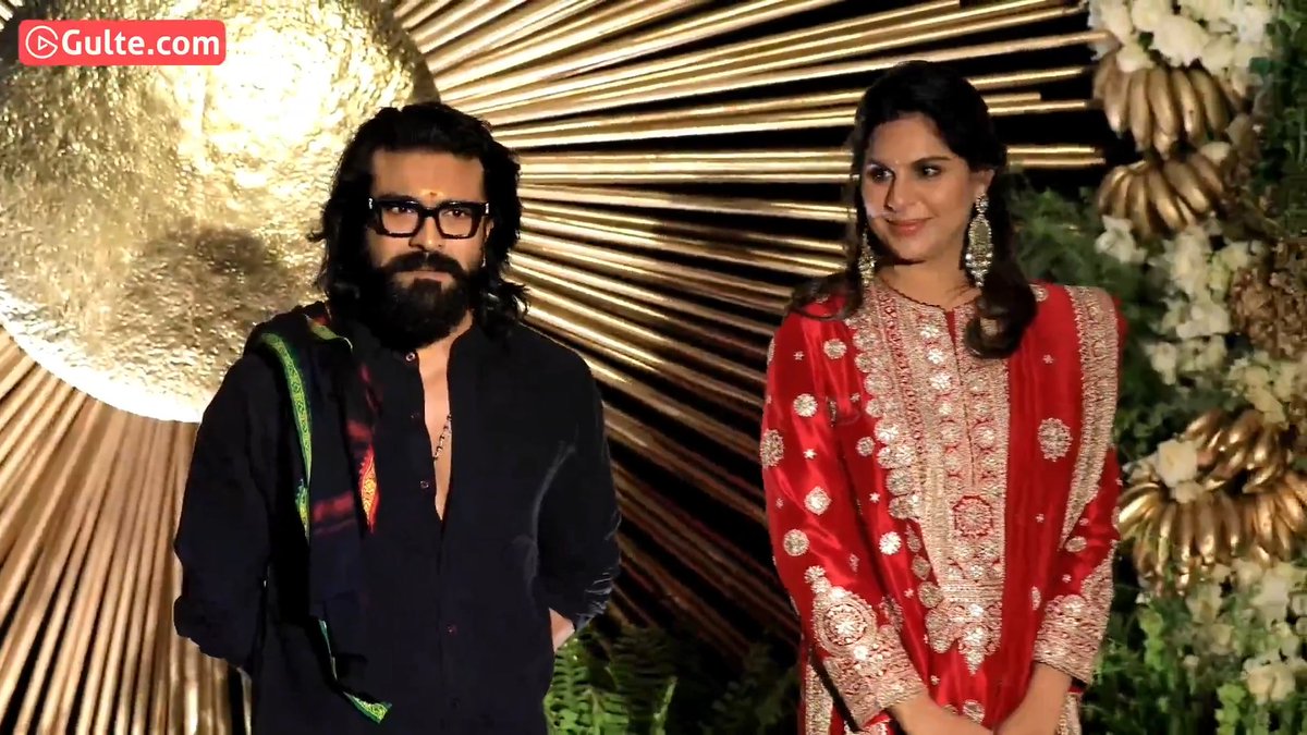#RamCharan and #Upasana at #VIROSH Wedding Reception. #VijayDeverakonda #RashmikaMandanna