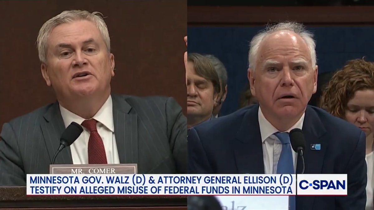 .Rep. James Comer: "You do nothing about fraud even though everyone in America sees with their own eyes the fraud..." Governor Tim Walz: "Our Medicaid error rate is lower than your state." Comer: "You have been defrauding!"