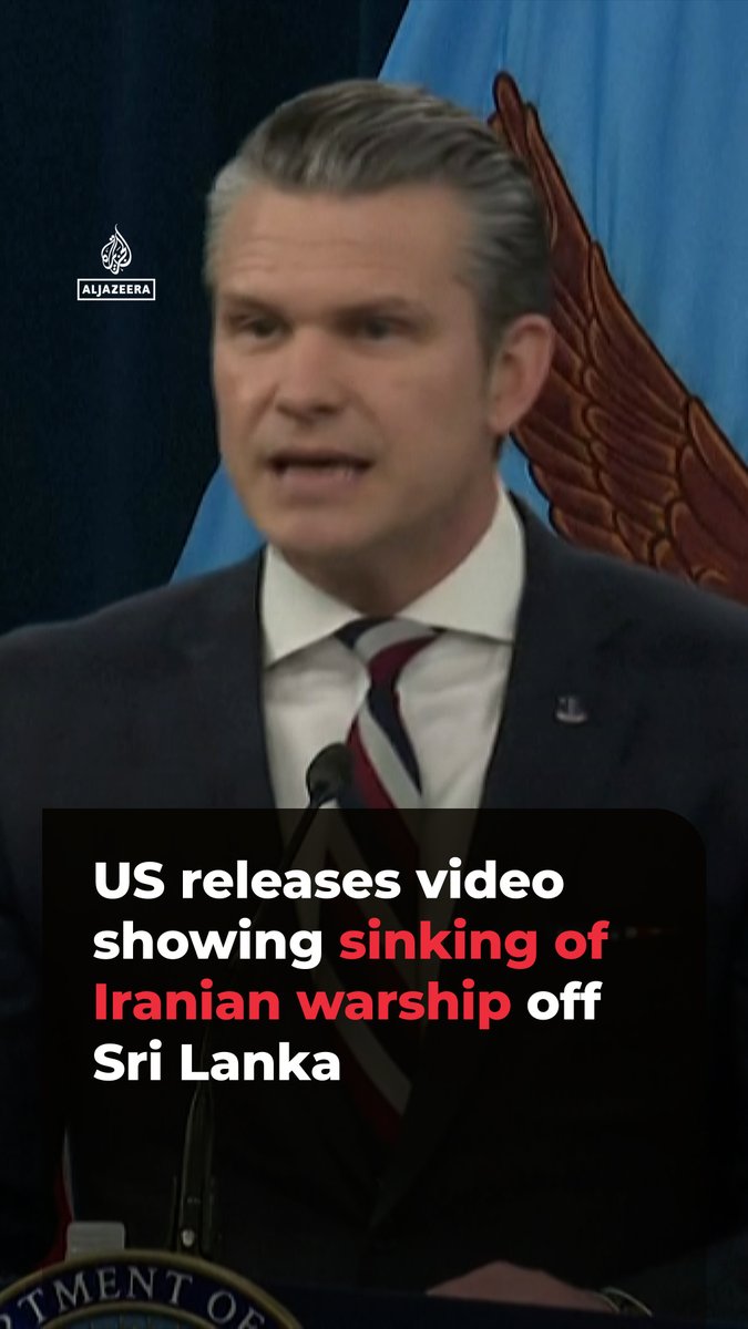 US Defense Secretary Pete Hegseth says a US submarine was behind the sinking of an Iranian military vessel off the coast of Sri Lanka, releasing video he claimed showed the moment of the strike.