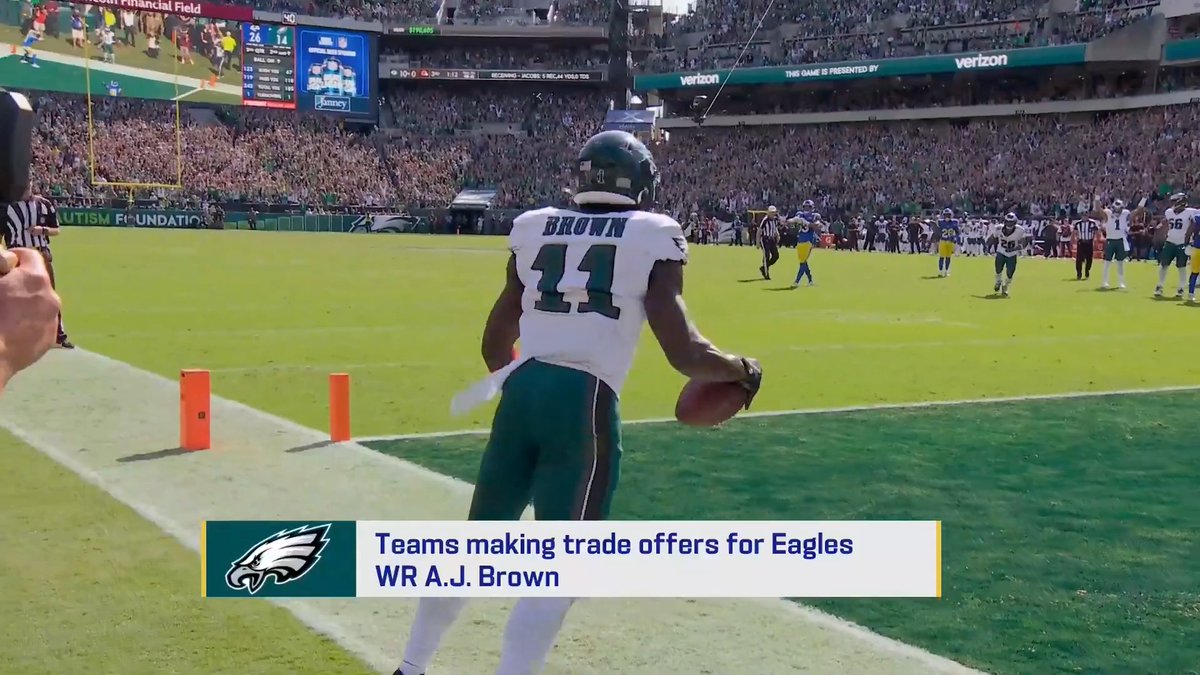 The Eagles are looking for a "Quinnen Williams type-deal" that features a 1st round and 2nd round pick in exchange for WR A.J. Brown, per Mike Garafolo.