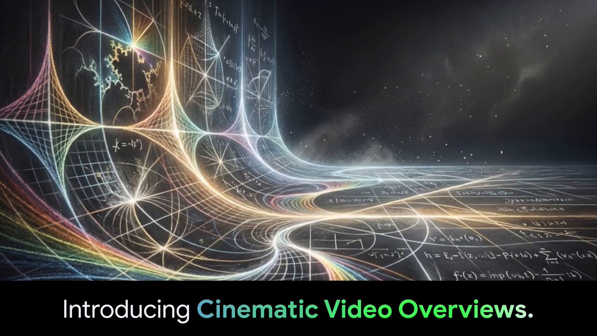 Introducing Cinematic Video Overviews, the next evolution of the NotebookLM Studio. Unlike standard templates, these are powered by a novel combination of our most advanced models to create bespoke, immersive videos from your sources. Rolling out now for Ultra users in English!