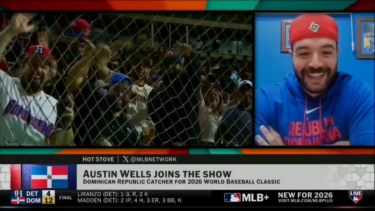 “It wasn't like anything I've ever experienced... When the announcer said who was coming up to bat, I felt like those were the loudest introductions I've ever heard.” New York Yankees and Team Dominican Republic catcher Austin Wells reacts to the atmosphere in Santo Domingo Tuesday 🇩🇴🔊