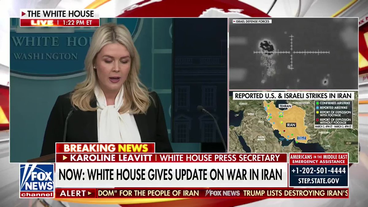 NEW: White House Press Secretary Karoline Leavitt calls out the “misreporting” and “intellectual dishonesty” from the mainstream media on Operation Epic Fury: "The world knows this president's preference is always peace and diplomacy..." "Unfortunately, the terrorist Iranian regime refused to negotiate in good faith. They chose this path of violence and destruction and they are reaping the consequences of their horrible decision."