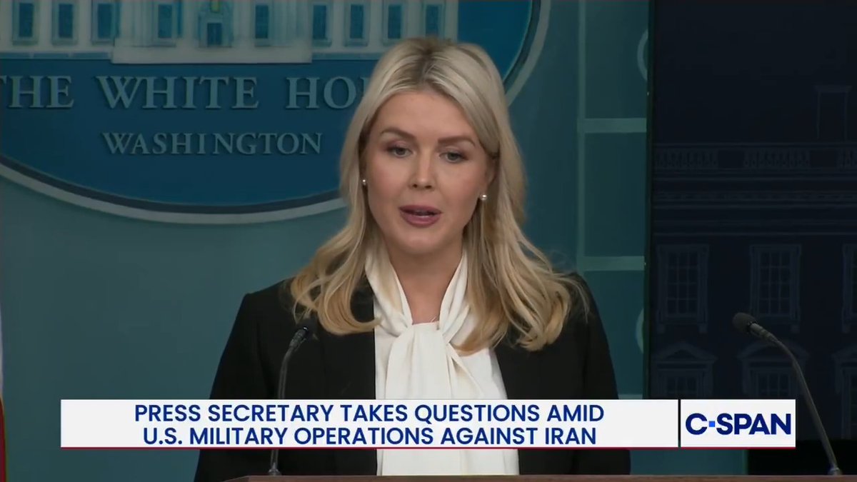 Q: "Americans who called the State Department hotline as recently as last night were being told, 'We can't help you. You have to make your own plans.'" Karoline Leavitt Karoline Leavitt: "The line was updated and I expect every single person in this room to report on that accurately."