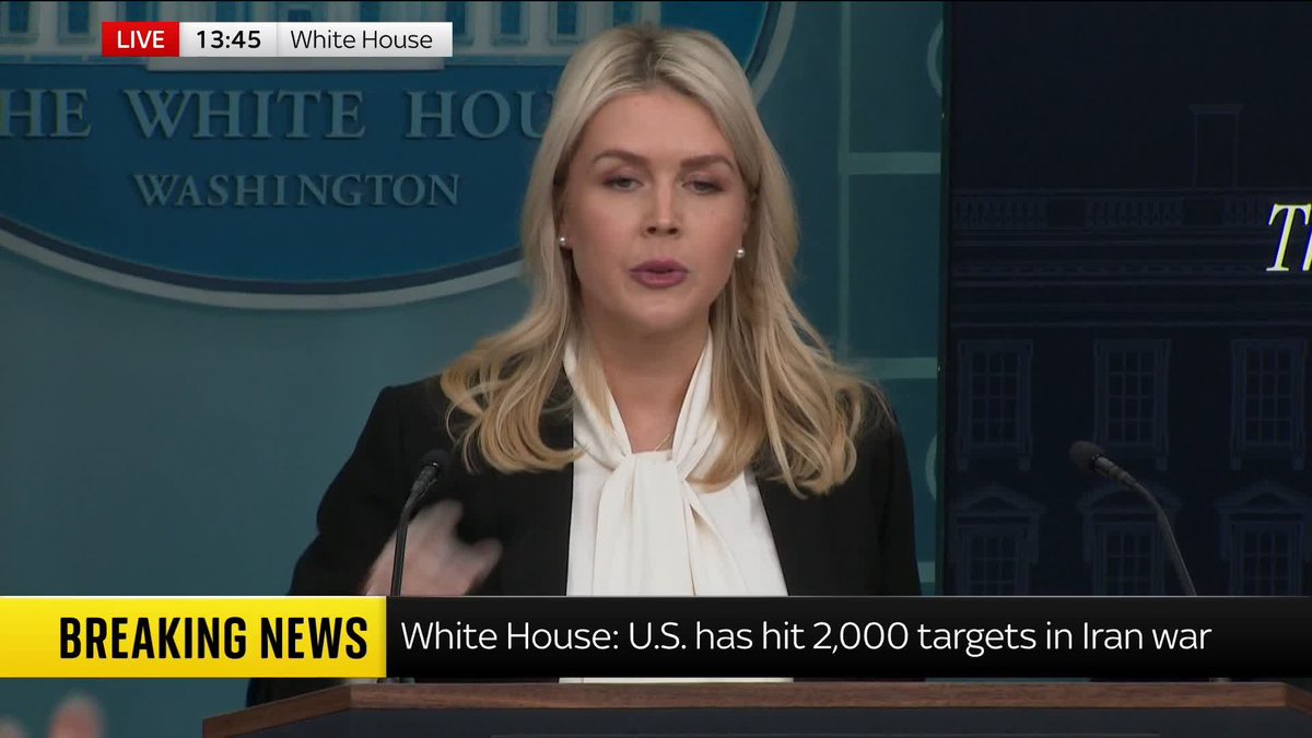 Reporter: 'Did the U.S. strike a girls school and kill 175 people?' Karoline Leavitt: 'Not that we know of and the Department of War is investigating this matter'. She adds: 'The U.S. does not target civilians, unlike the rogue Iranian regime'.