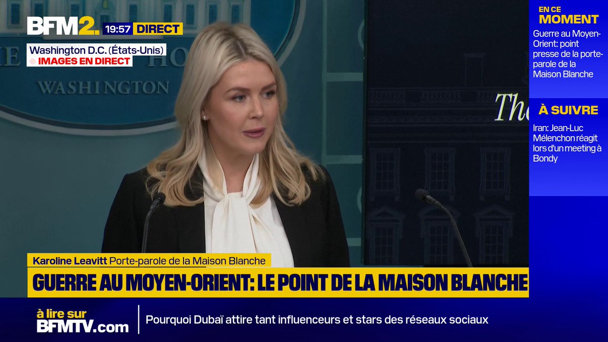 💬"Le président s'attend à ce que toute l'Europe, tous nos alliés européens, coopèrent dans cette mission tant attendue" Selon la porte-parole de la Maison Blanche, Karoline Leavitt, l'Espagne aurait accepté de coopérer avec l'armée américaine dans la guerre contre l'Iran #BFM2