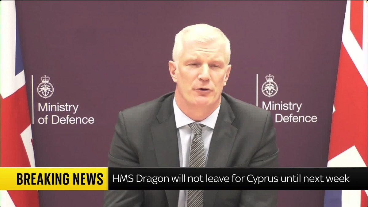 Defence minister Al Carns tells Ali Fortescue that the HMS Dragon warship was being "fitted out for a different task" when the war in Iran began. The ship will not leave the UK for Cyprus until next week, officials have said. Politics news 🔗 📺 Sky 501