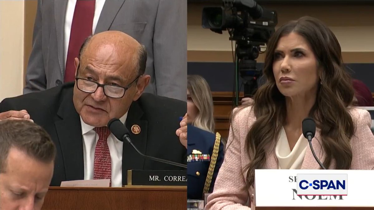 Rep. Lou Correa: "What do you suggest I tell my citizens back home? Have a passport with you all the time?" DHS Secy. Noem: "I would tell your citizens to be grateful they live in this country where President Trump is upholding the law."