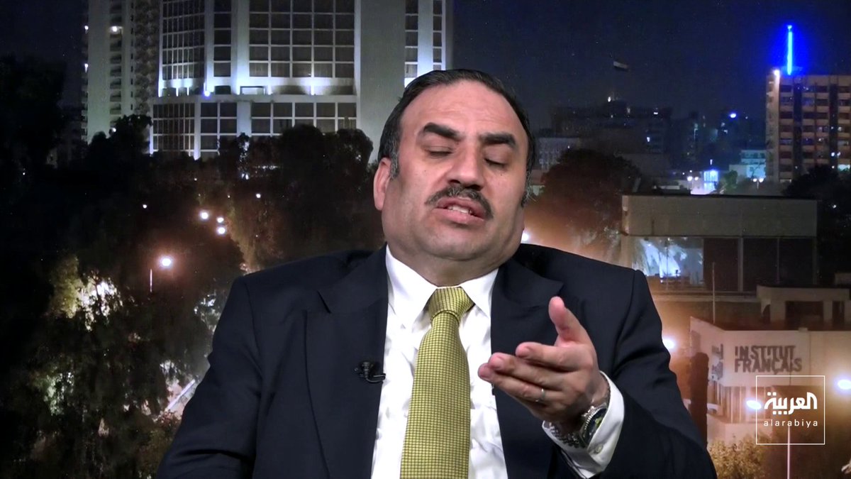 مستشار رئيس الوزراء العراقي حسين علاوي: هجمات الفصائل تستهدف مواقع عسكرية داخلية لا خارجية.. والحكومة العراقية تعمل على احتوائها بالحوار.. ومذيع العربية: بغداد تترك المليشيات تهاجم الدول المجاورة بالصواريخ وأنت تبرر لها سياسيا